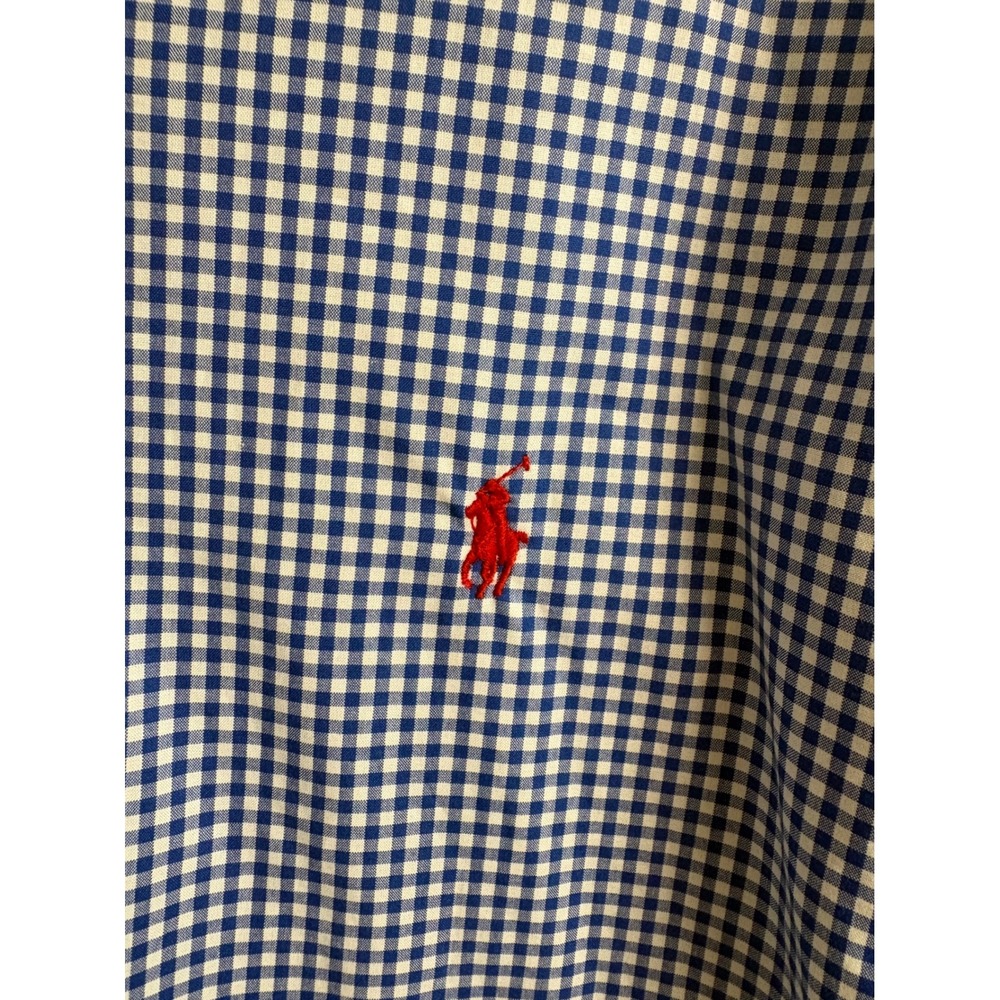Ralph Lauren Mens XXL Custom Fit Gingham Button Down Shirt Blue White Preppy - Picture 4 of 10